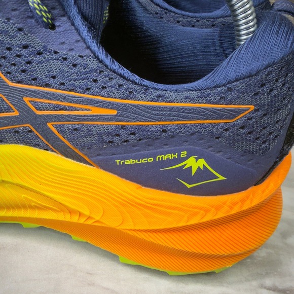 Asics Trabuco Max 2 Mens Size 9 Trail Running Shoes Navy Orange 1011B606 EUC - Picture 7 of 16